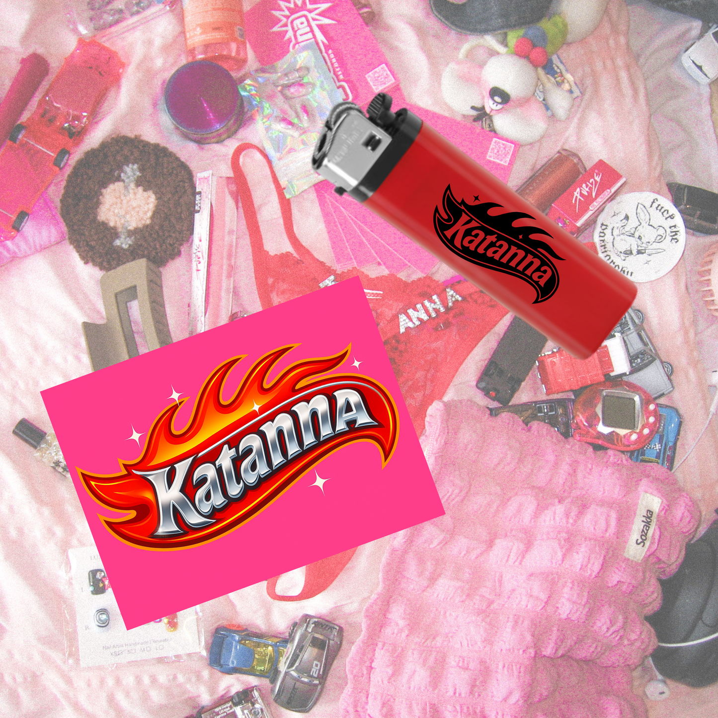 Katanna Hotwheels Feuerzeug+Sticker Bundle