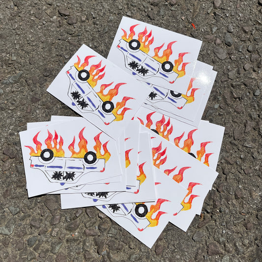 Burning Car Sticker